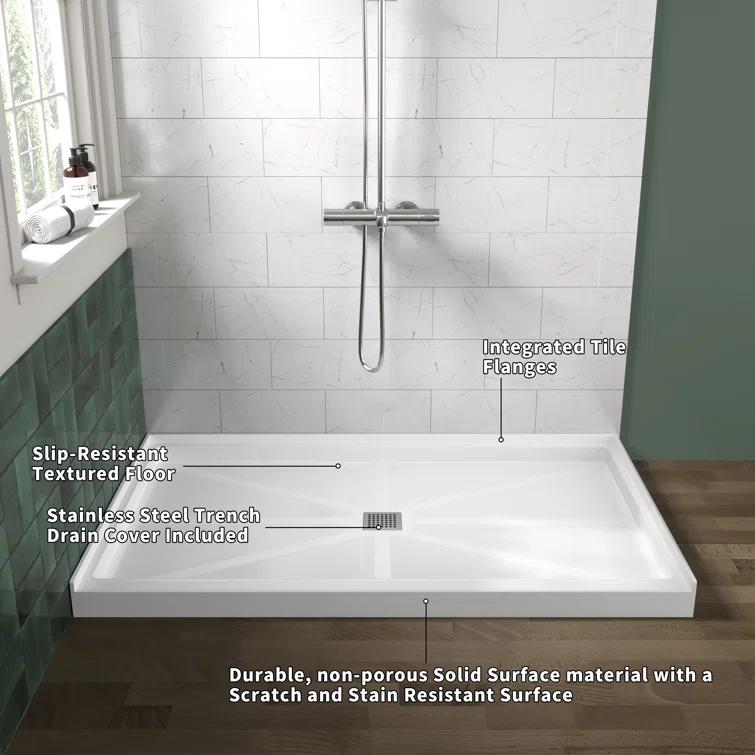 60''X 30'' Glasstone Shower Base Smc Solid White Finish