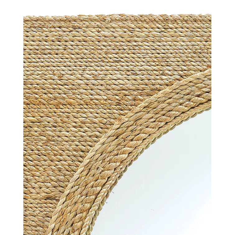 Nautical Abacá Rope 20" Round Wooden Porthole Mirror