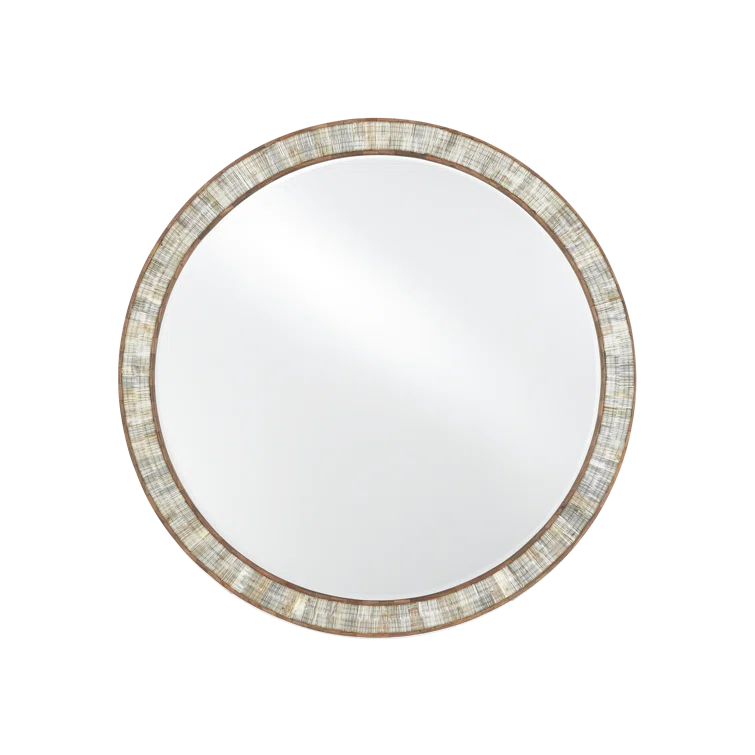 Hyson 36" Round Natural Horn and Sheesham Wood Mirror