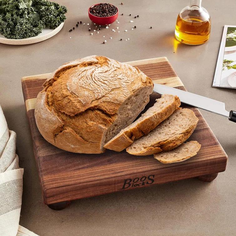 John Boos Gift 1.5" Edge Grain Walnut 12" Square Cutting Board with Wood Feet