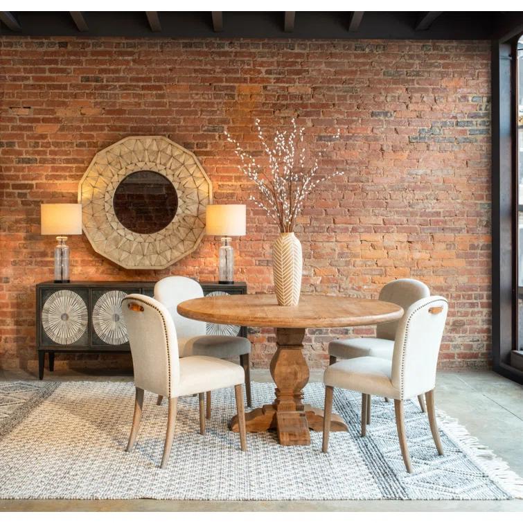 Candace 54" Reclaimed Mango Wood Round Dining Table in Antique Oak