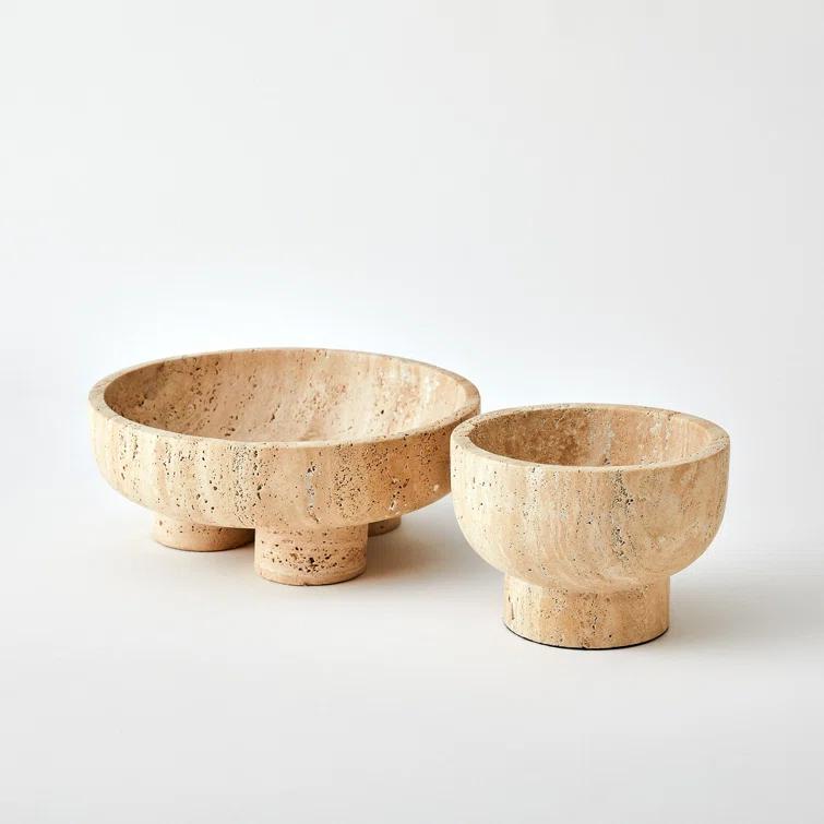 Studio A Home Priory Low Bowl-Travertine