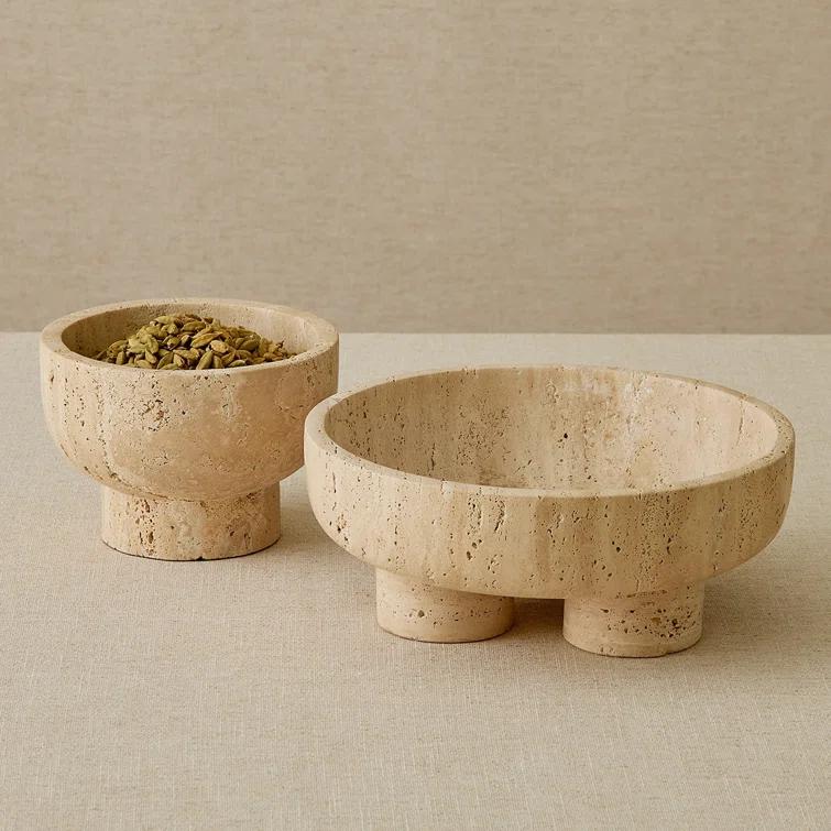 Studio A Home Priory Low Bowl-Travertine