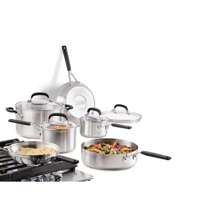 KitchenAid® KitchenAid® Brushed Stainless Steel Cookware Pots and Pans Set, 10 Piece
