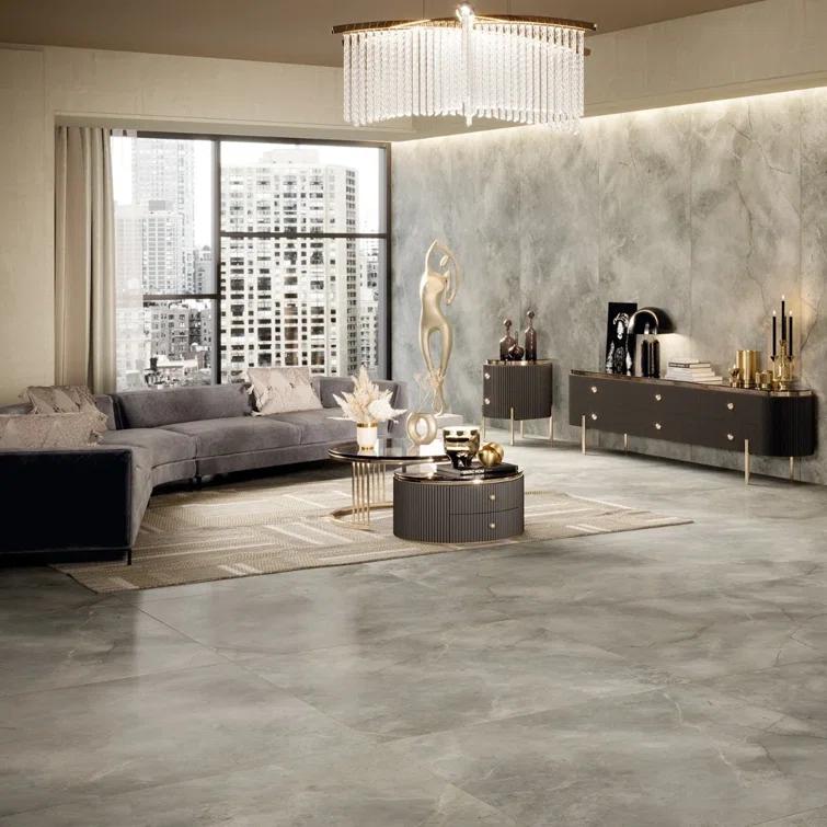 Signature 47.24 In. X 47.24 In. Marble Look Satin Porcelain Floor And Wall Tile (30.98 Sq. Ft. / Case)