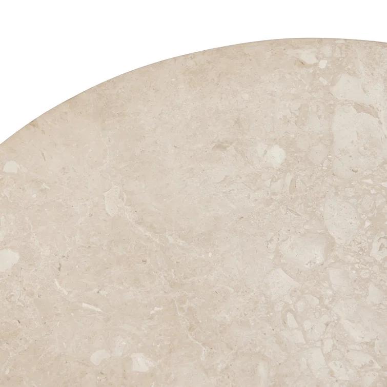 Small Round Lunar Marble Coffee Table with Hammered Iron Base