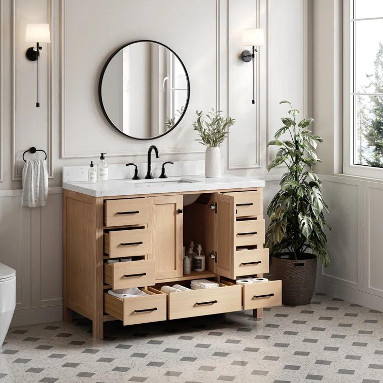 ARIEL Cambridge 48.25 Single Sink Bathroom Vanity with Carrara White Quartz Top