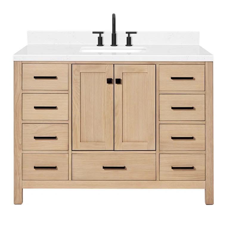 ARIEL Cambridge 48.25 Single Sink Bathroom Vanity with Carrara White Quartz Top
