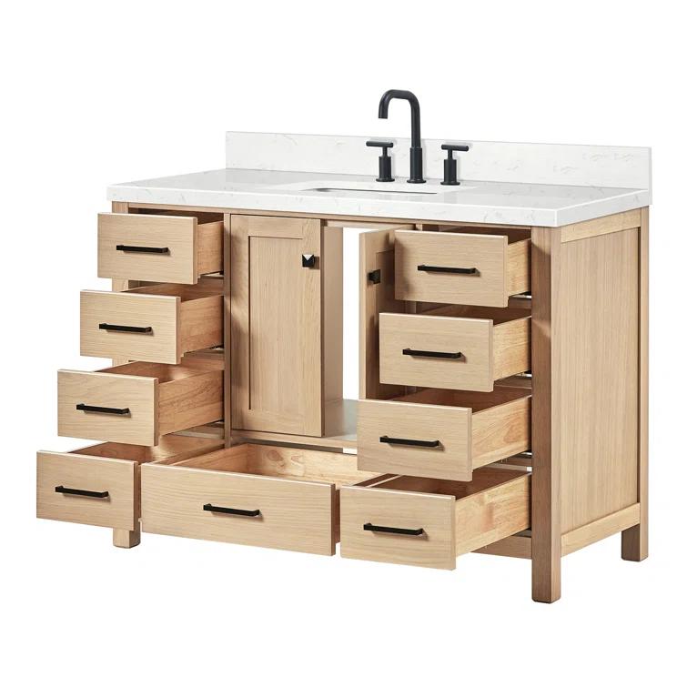 ARIEL Cambridge 48.25 Single Sink Bathroom Vanity with Carrara White Quartz Top