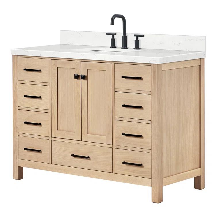 ARIEL Cambridge 48.25 Single Sink Bathroom Vanity with Carrara White Quartz Top