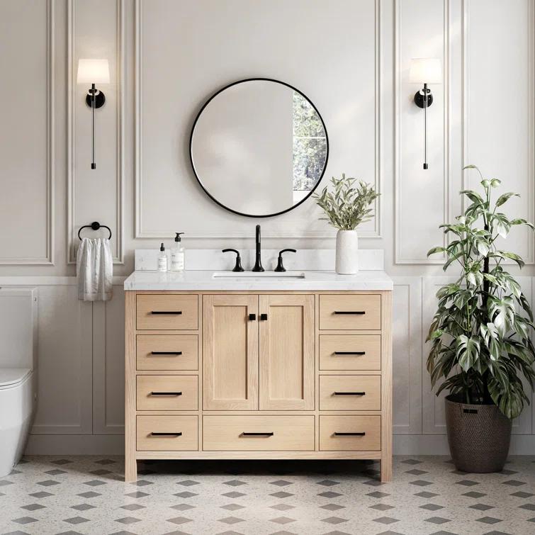 ARIEL Cambridge 48.25 Single Sink Bathroom Vanity with Carrara White Quartz Top