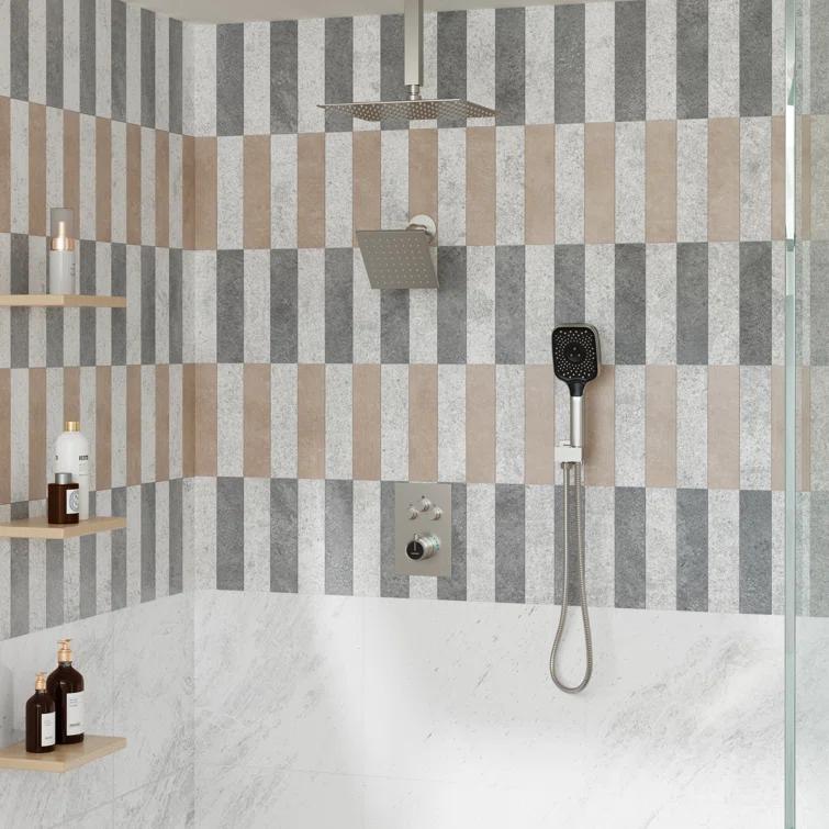 Rainfall Symphony 12inch 3-Function Dual Shower Head Thermostatic Shower System with 3 Sprays Handheld