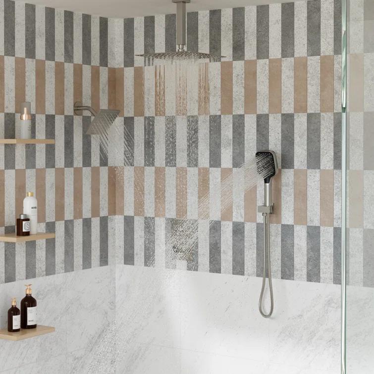 Rainfall Symphony 12inch 3-Function Dual Shower Head Thermostatic Shower System with 3 Sprays Handheld