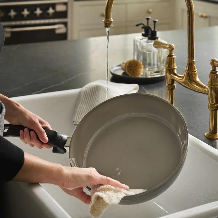 8 Inch Warm Grey Aluminum Ceramic Non-Stick Frying Pan