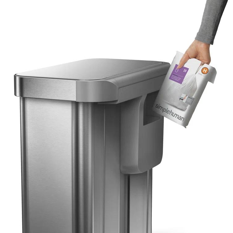 Simplehuman 58L / 15.3 Gallon Hands-Free Dual Compartment Recycling Kitchen Step Trash Can with Lid