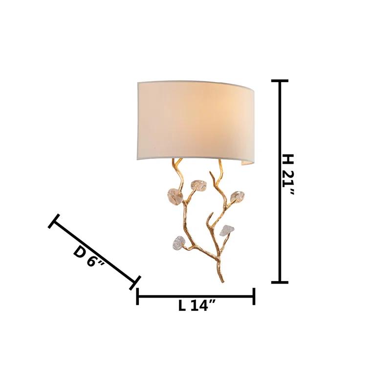 Bethel International Wall Sconce Gold Metal & Glass & Fabric