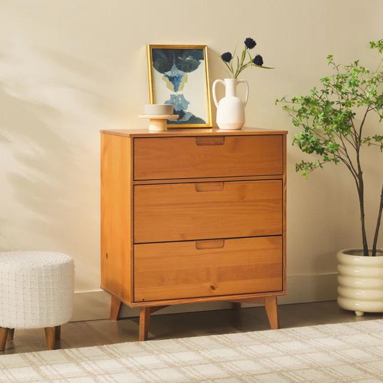 Yarber Groove 3 Drawer Solid Wood Chest