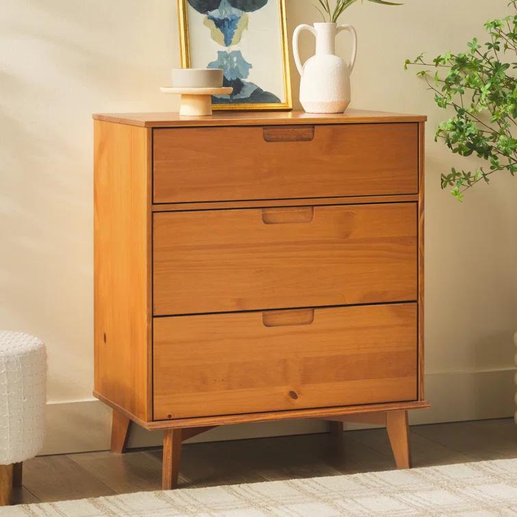 Yarber Groove 3 Drawer Solid Wood Chest