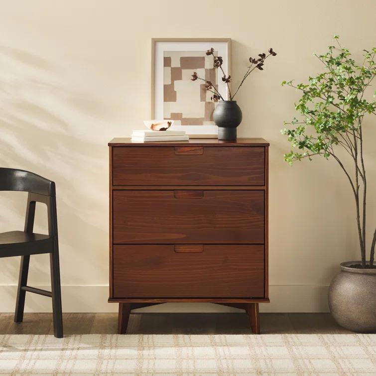 Yarber Groove 3 Drawer Solid Wood Chest