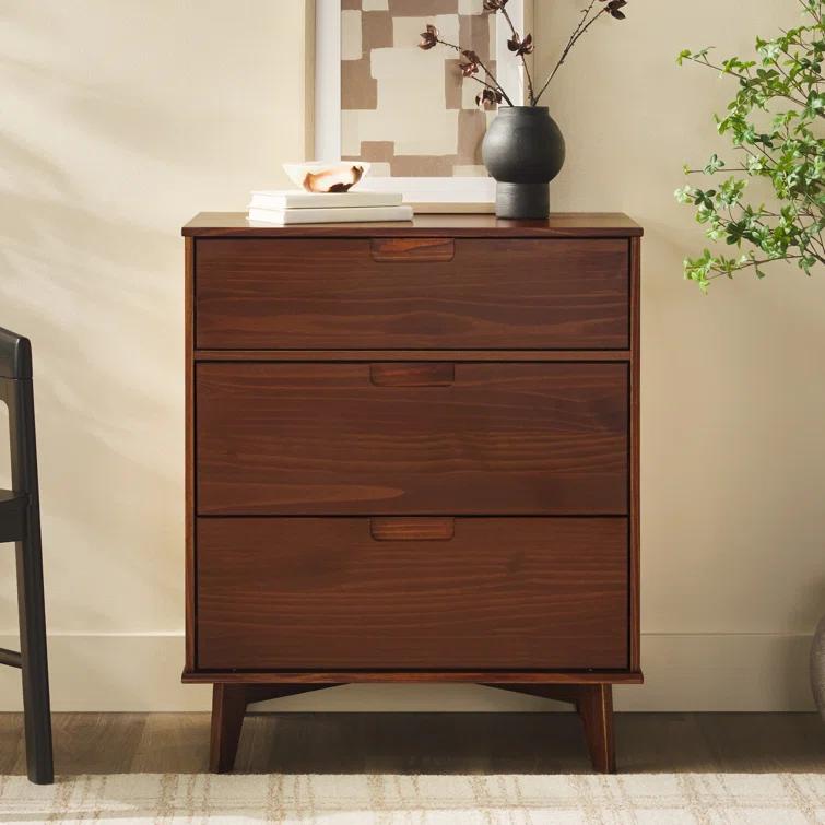Yarber Groove 3 Drawer Solid Wood Chest