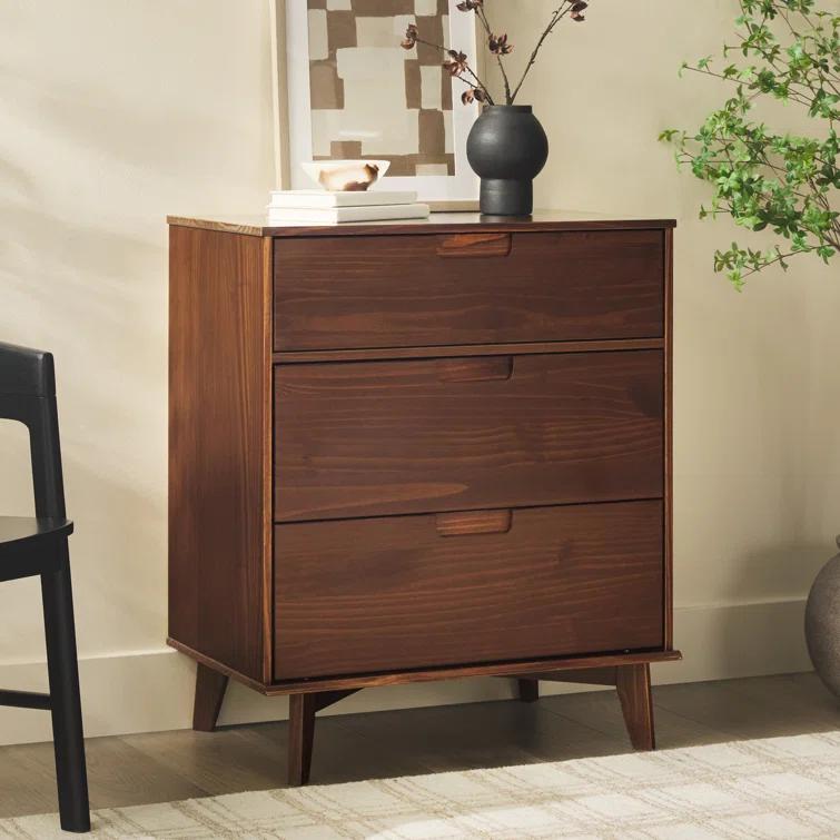 Yarber Groove 3 Drawer Solid Wood Chest