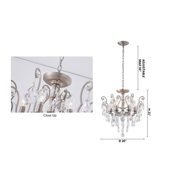 Bearnice Antique Brass 20'' Plug-In Candle Chandelier with Clear Crystals