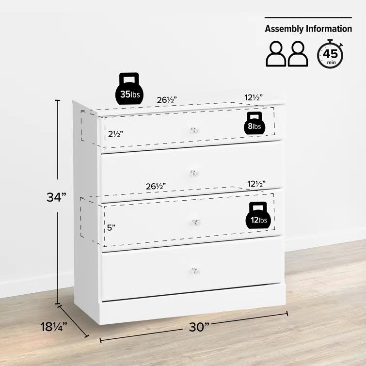 Mcclarrie Simplistic 4 Drawer 30" W Dresser