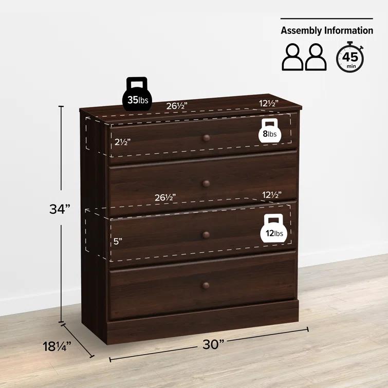 Mcclarrie Simplistic 4 Drawer 30" W Dresser