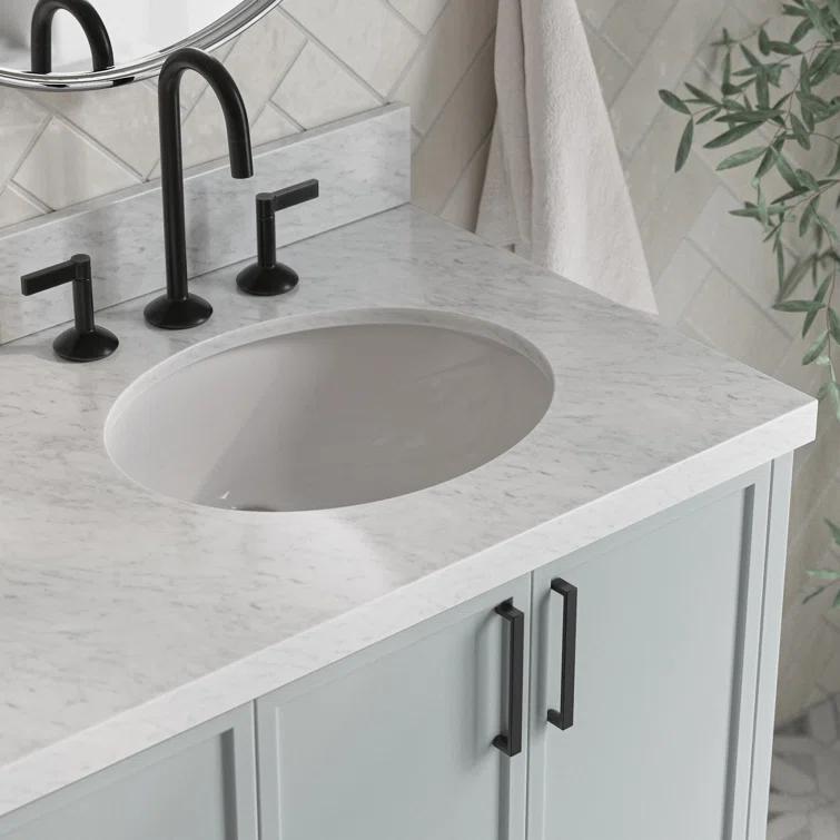 Ariel Kellie 67 Inch Double Oval Sink Bathroom Vanity With Italian Carrara Marble Countertop