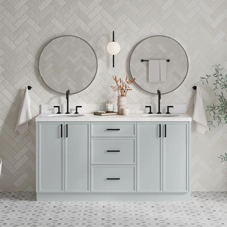 Ariel Kelley 66 Inch Double Sink Base Cabinet In Oak