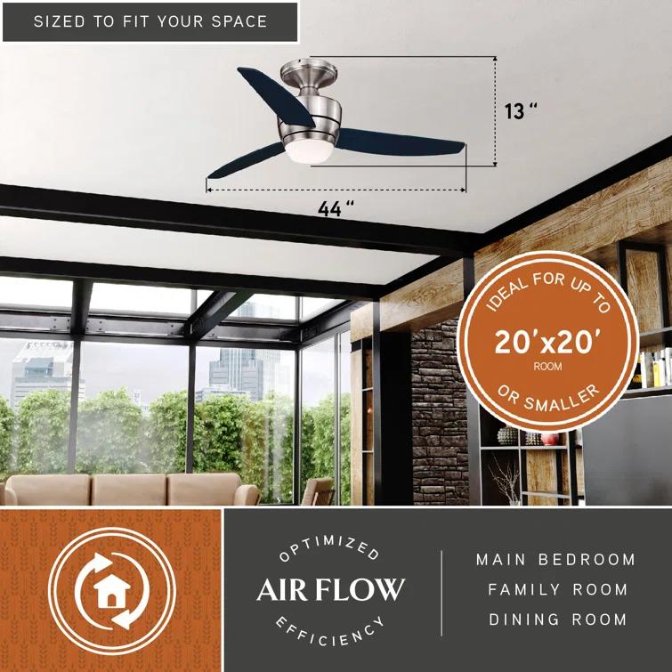Pelham 44'' Ceiling Fan with LED Lights