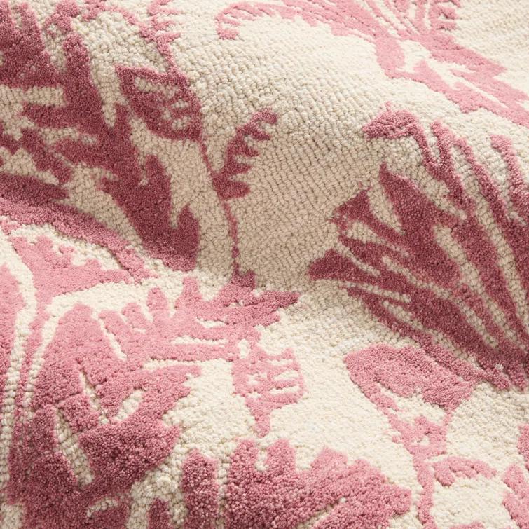 NICOLE MILLER NEW YORK Mod Damask Chambray Handcrafted Wool Area Rug Rose