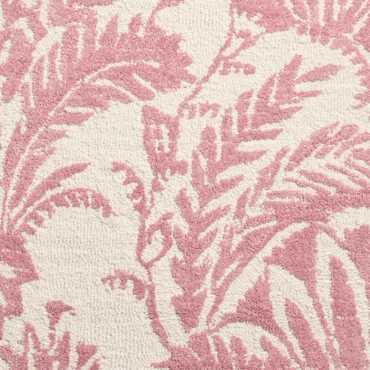 NICOLE MILLER NEW YORK Mod Damask Chambray Handcrafted Wool Area Rug Rose