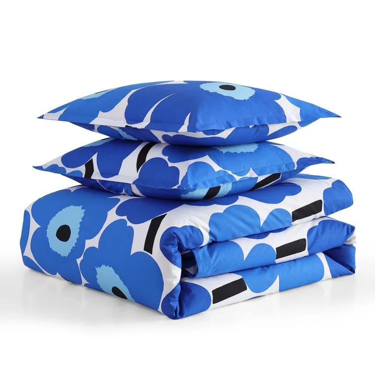 Marimekko Unikko Blue Cotton Duvet Cover Set