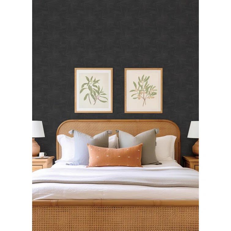 A-Street Prints Reid Black Woven Geometric Wallpaper | Perigold