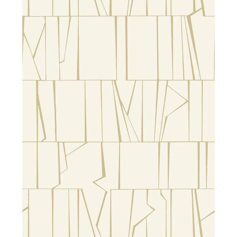 Huntington Gold and White Geometric Stripe Non-Pasted Wallpaper
