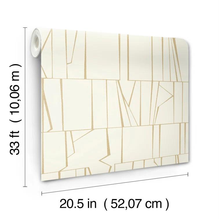 Huntington Gold and White Geometric Stripe Non-Pasted Wallpaper
