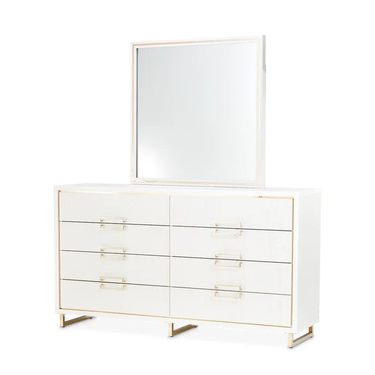 Palm Gate Dresser With Mirror - Cloud White