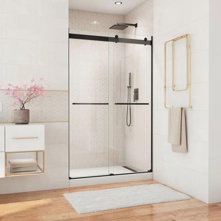 44" - 48" W 76" H Reversible Semi-Frameless Shower Door with ClearMax Technology