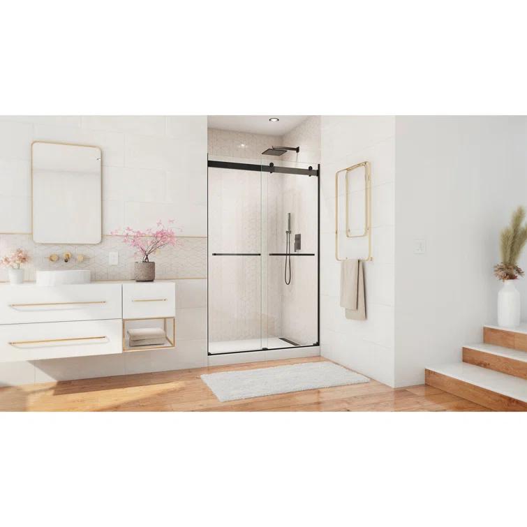 44" - 48" W 76" H Reversible Semi-Frameless Shower Door with ClearMax Technology