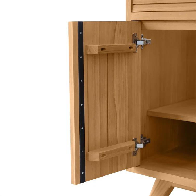 Hoult 72 in. Natural Teak Double Bathroom Vanity with Quartz Top