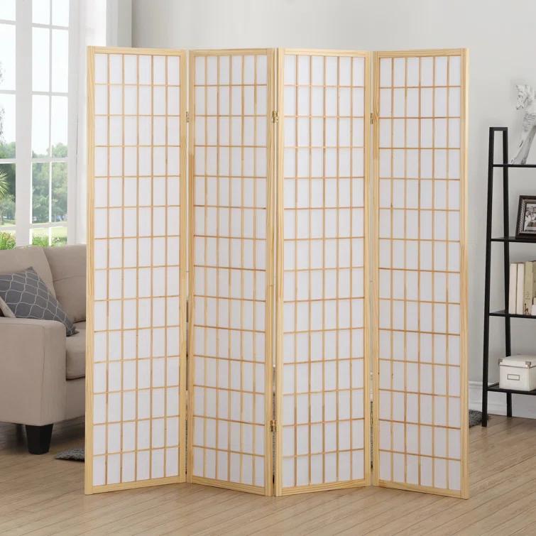 Red Lantern 4 ft. Short Window Pane Shoji Screen - Honey - 4 Panels