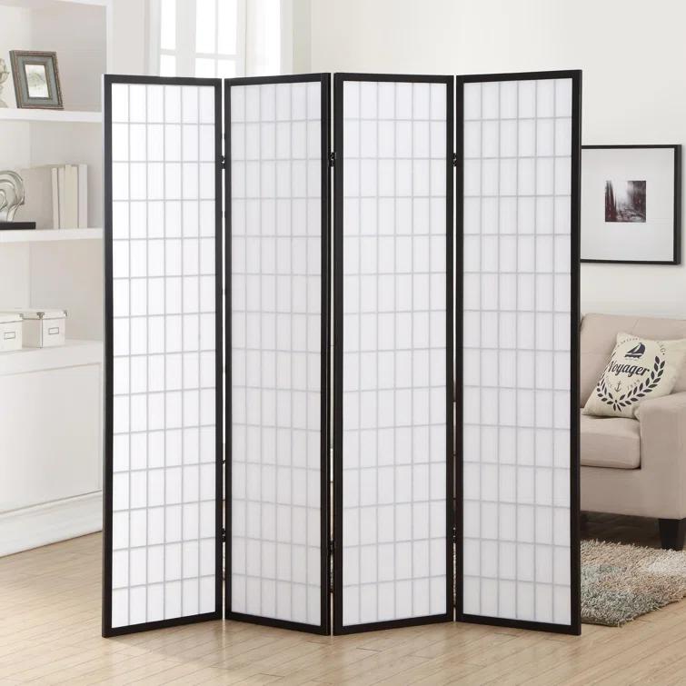 Red Lantern 4 ft. Short Window Pane Shoji Screen - Honey - 4 Panels