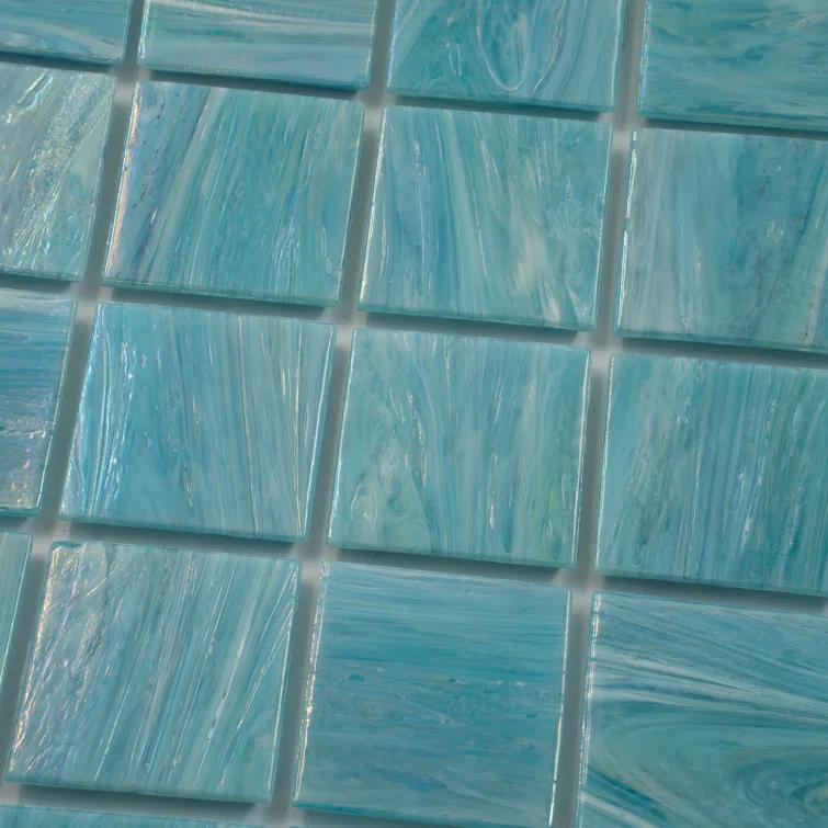 Apollo Tile Celestial 12 in. x 12 in. Glossy Yale Blue Glass Mosaic Wall and Floor Tile (10 sq. ft./case) (10-pack)