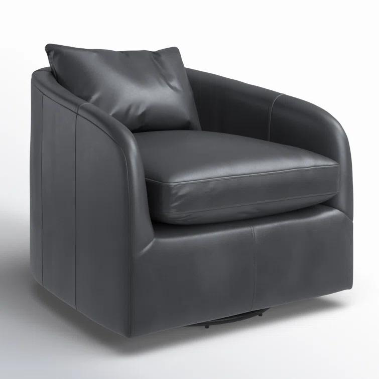 Paralimni Genuine Leather Swivel Armchair