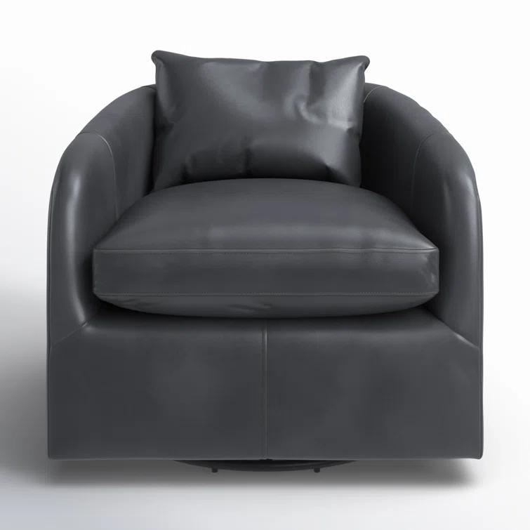 Paralimni Genuine Leather Swivel Armchair