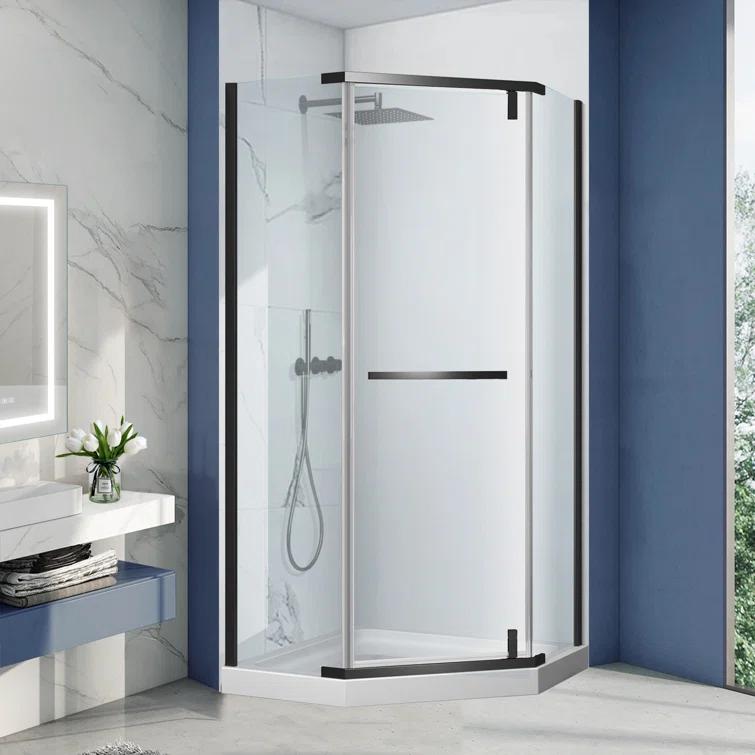 36 in. W x 72 in. H Neo Angle Pivot Semi Frameless Corner Shower Enclosure