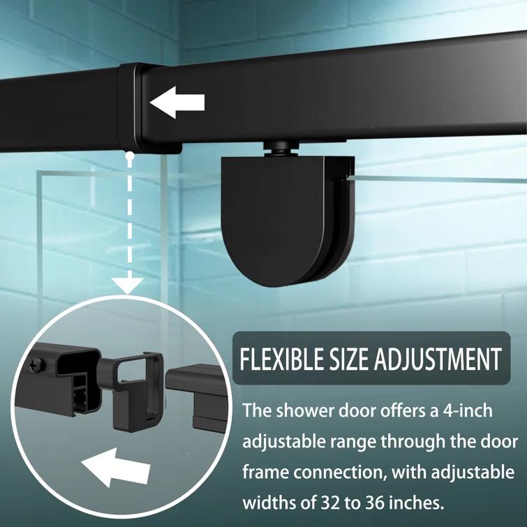 28 - 32 in. W x 71 in. H Pivot Semi-Frameless Sliding Shower Door in Matte Black with Clear SGCC Tempered Glass