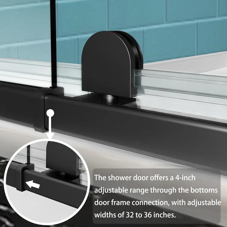 28 - 32 in. W x 71 in. H Pivot Semi-Frameless Sliding Shower Door in Matte Black with Clear SGCC Tempered Glass