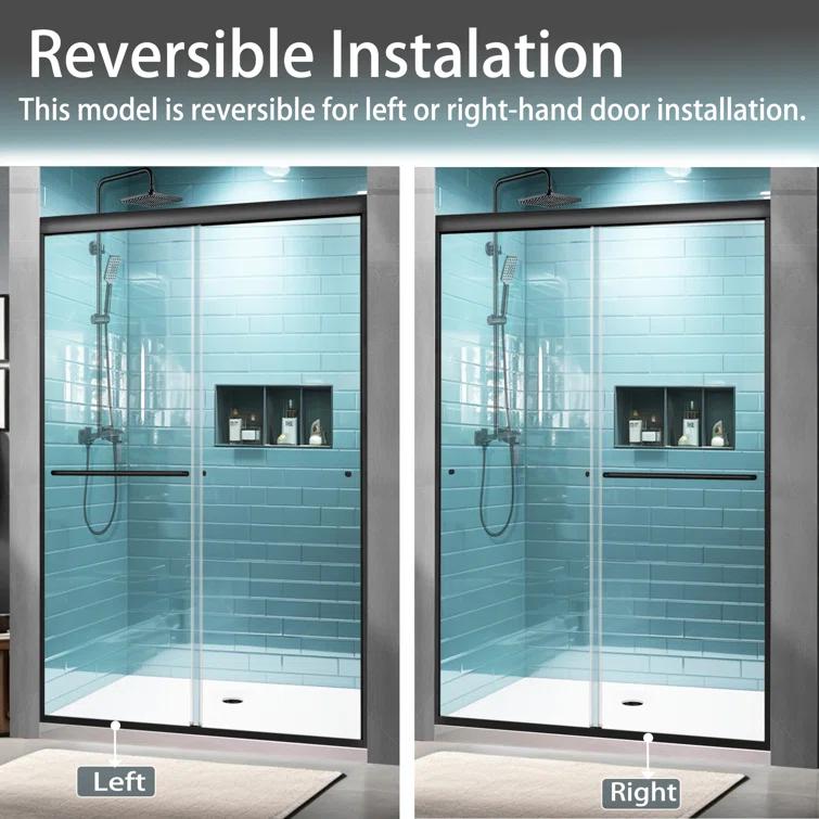 44-48 in.W x 72 in.H Semi-Frameless Sliding Shower Door Clear SGCC Tempered Glass.